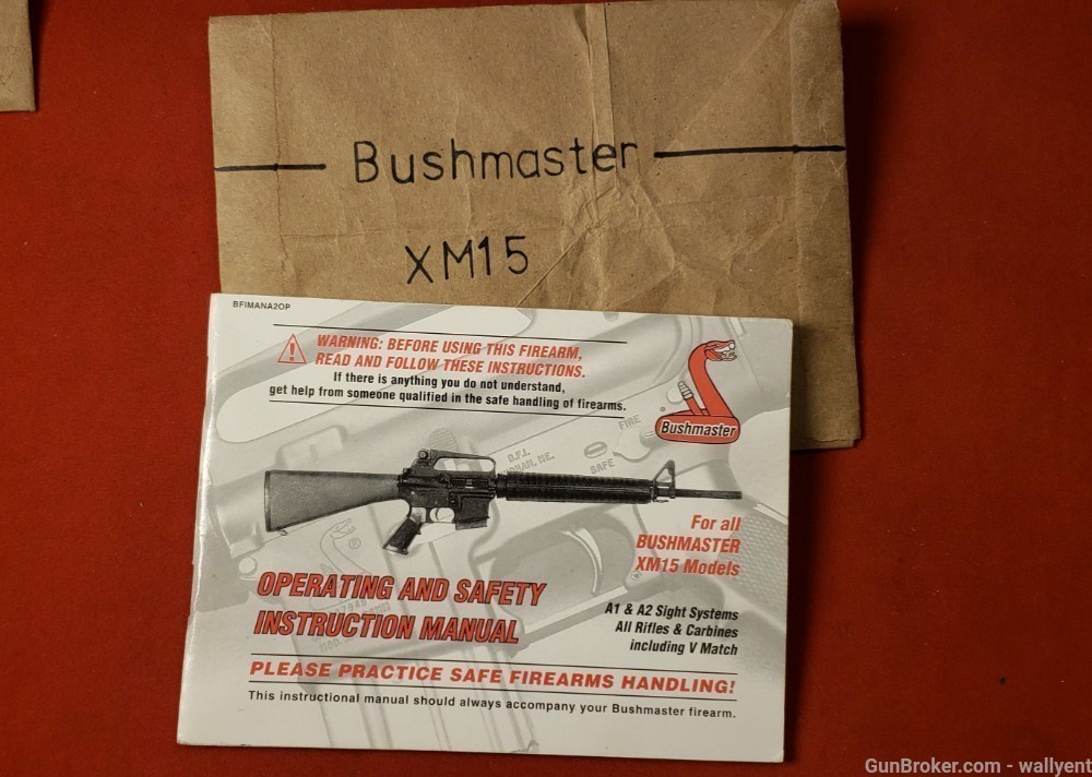 Bushmaster XM15 Models Owners Manual A1 & A2 Sight Systems Rifles Carbines -img-0