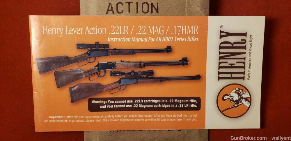 Henry Lever Action Rifle Owners Manual 22LR, 22Mag, 17HMR Factory Original-img-1