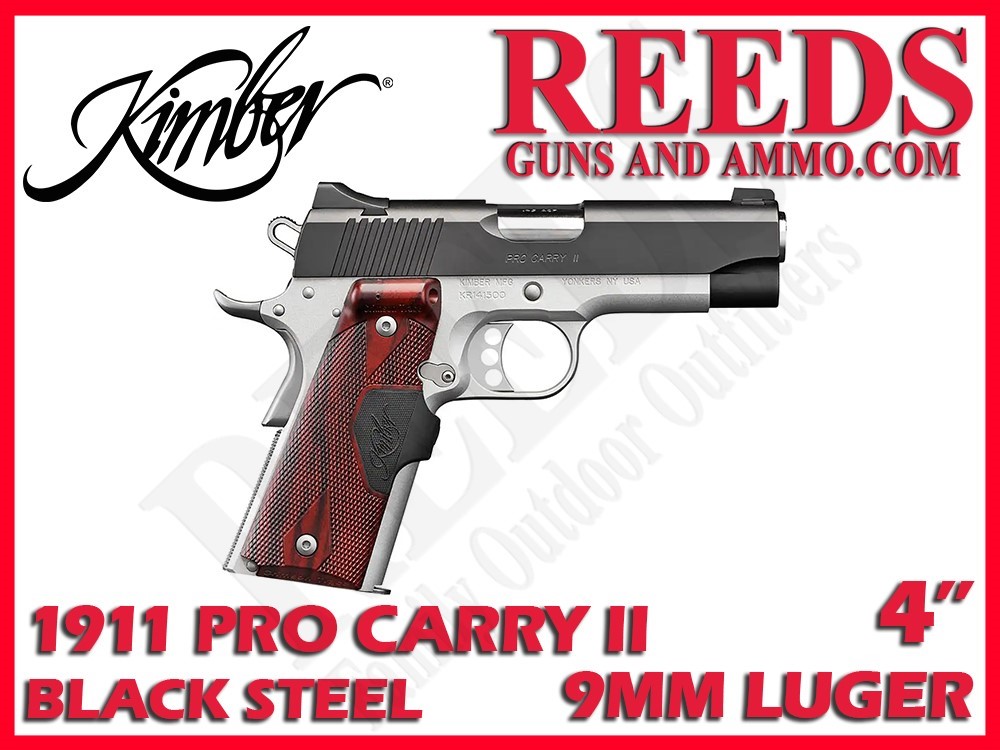 Kimber 1911 Pro Carry II Two Tone Laser Grip 9mm 4in 1-9Rd Mag 3200389-img-0