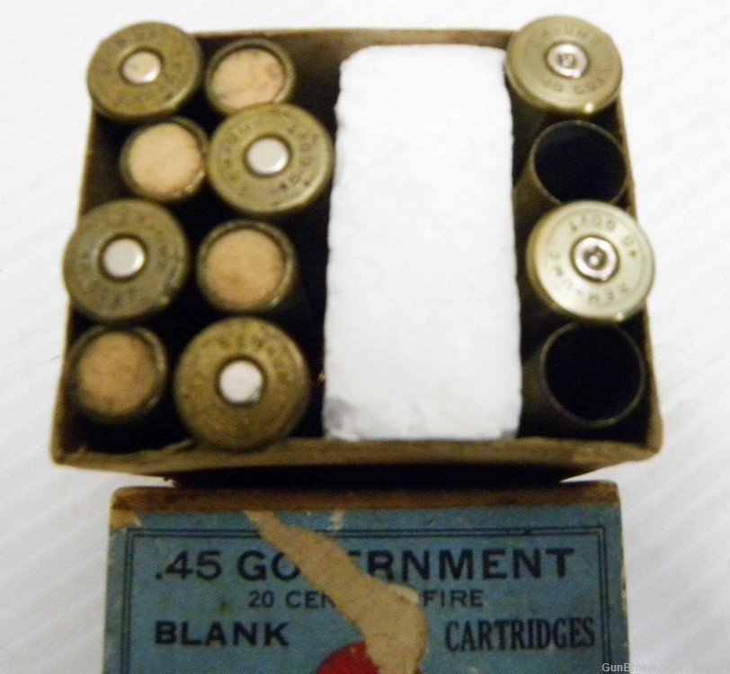 Partial 2-Pc Remington-UMC 45 Government Govt Blank Box w/ 8 Rds + 4 Brass-img-1