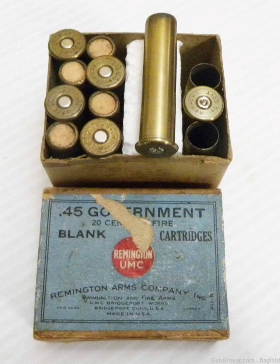 Partial 2-Pc Remington-UMC 45 Government Govt Blank Box w/ 8 Rds + 4 Brass-img-2