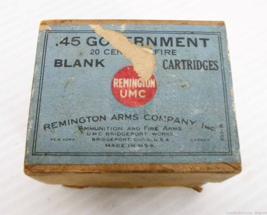 Partial 2-Pc Remington-UMC 45 Government Govt Blank Box w/ 8 Rds + 4 Brass-img-0