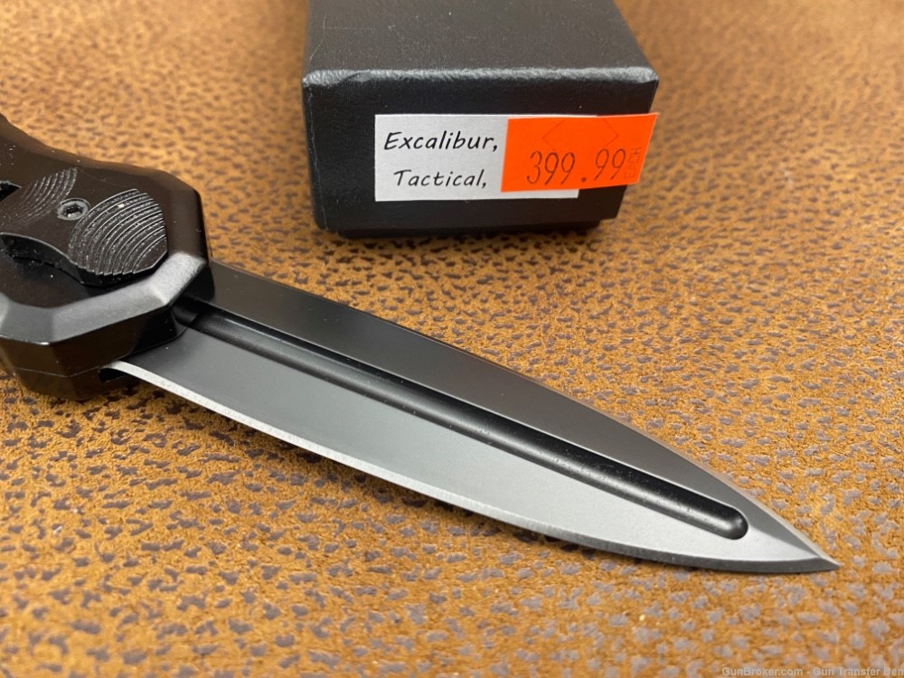 PIRANHA EXCALIBUR OTF AUTOMATIC KNIFE BLACK 3.3" DAGGER STONEWASH P8-BK-img-5