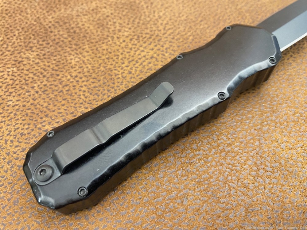 PIRANHA EXCALIBUR OTF AUTOMATIC KNIFE BLACK 3.3" DAGGER STONEWASH P8-BK-img-8