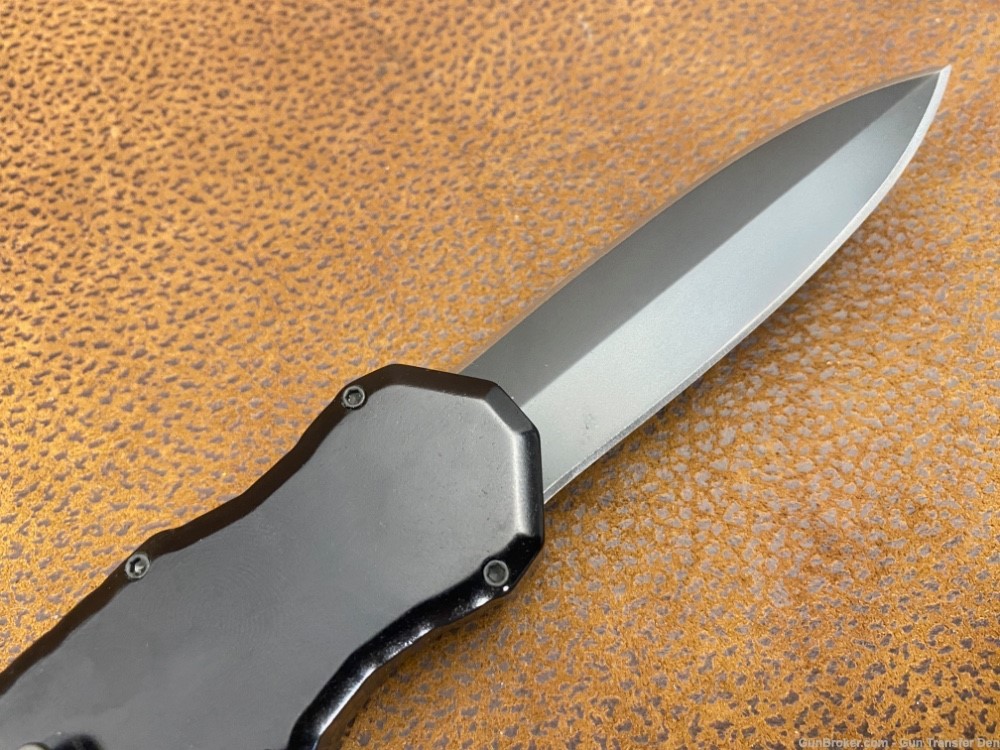 PIRANHA EXCALIBUR OTF AUTOMATIC KNIFE BLACK 3.3" DAGGER STONEWASH P8-BK-img-9