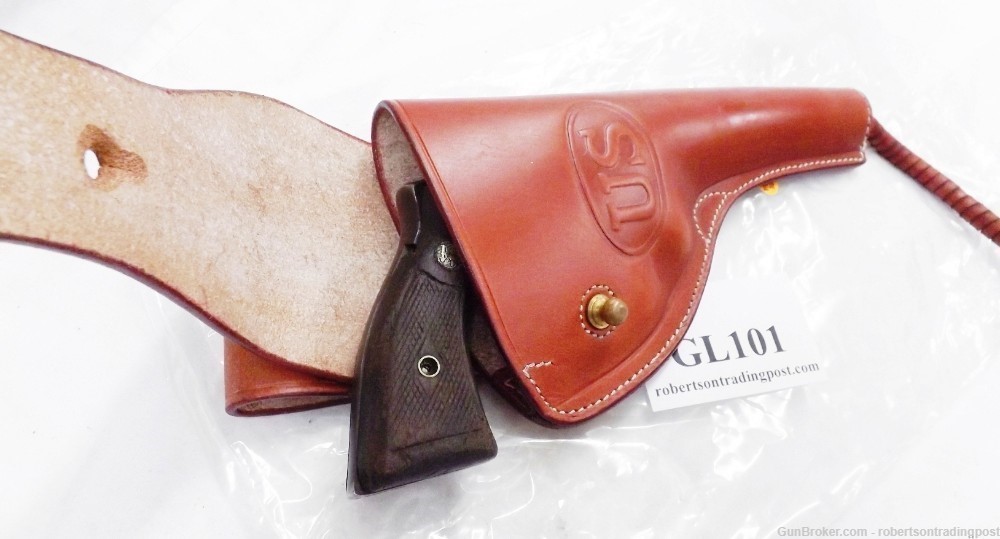 US GI type Holster WWI Repro 1917 Revolver 5 in Half Flap Brown Leather -img-8