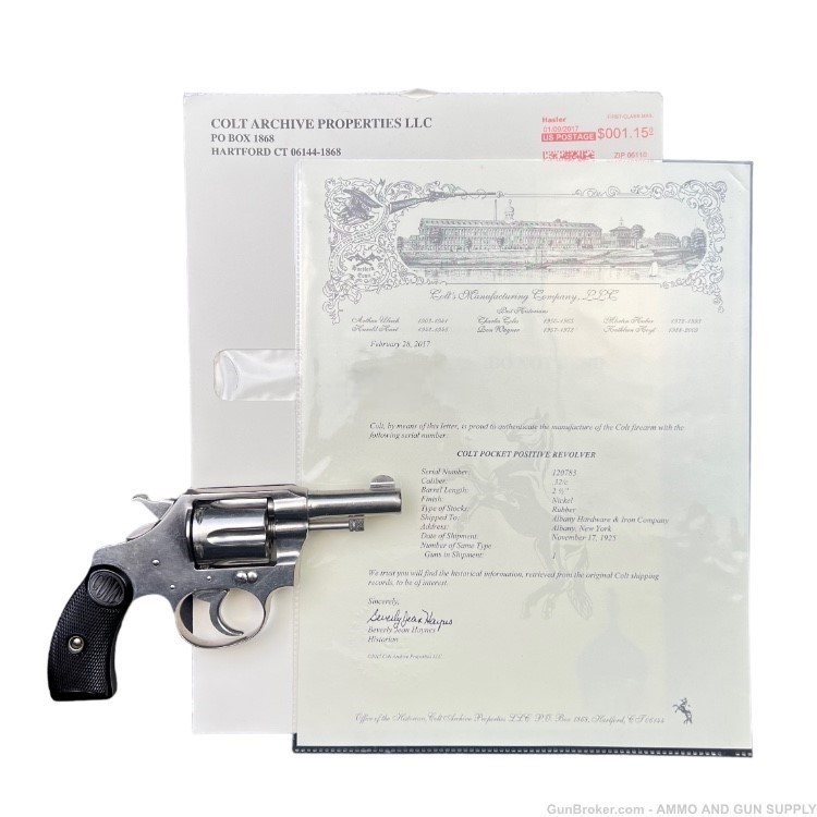 COLT POCKET POSITIVE FIRST ISSUE 32 NP - LETTER - NICKEL - 2.5" - 1925 -img-0