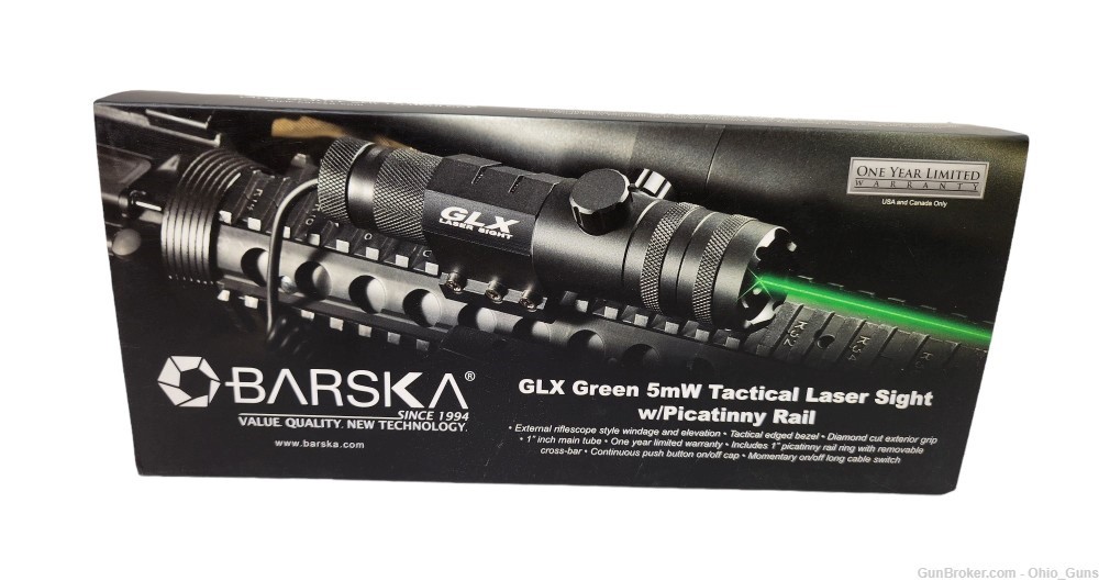 BARSKA GLX Green 5mW Tactical Laser Sight with Picatinny Rail-img-0