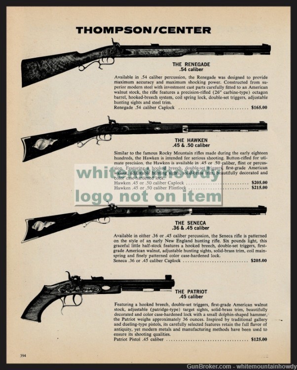 1977 THOMPSON CENTER ARMS Renegade Hawken Muzzleloader, Patriot Pistol AD-img-0