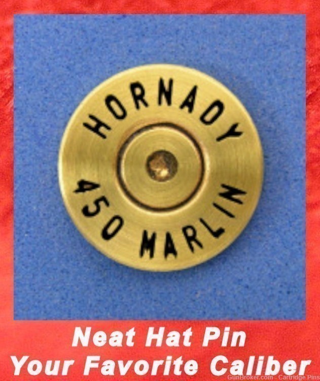 HORNADY  450 MARLIN Brass Cartridge Hat Pin  Tie Tac  Ammo Bullet-img-0