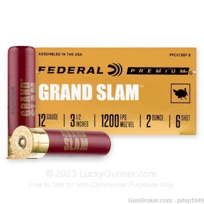 Federal Grand Slam 12ga 3.5" Cham 1200FPS 2oz #6 PFCX139F6 10rd Box-img-0