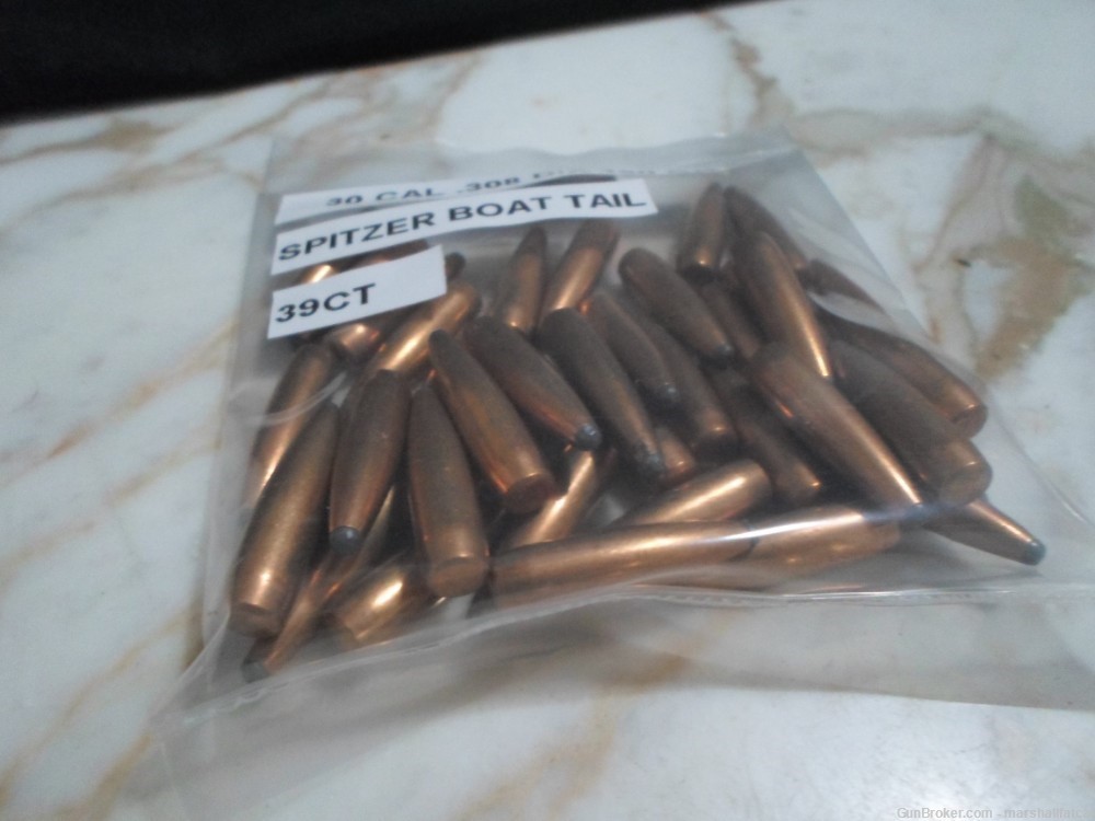 30 Cal .308" Dia 180 GR Spitzer Boat Tail 39ct-img-1