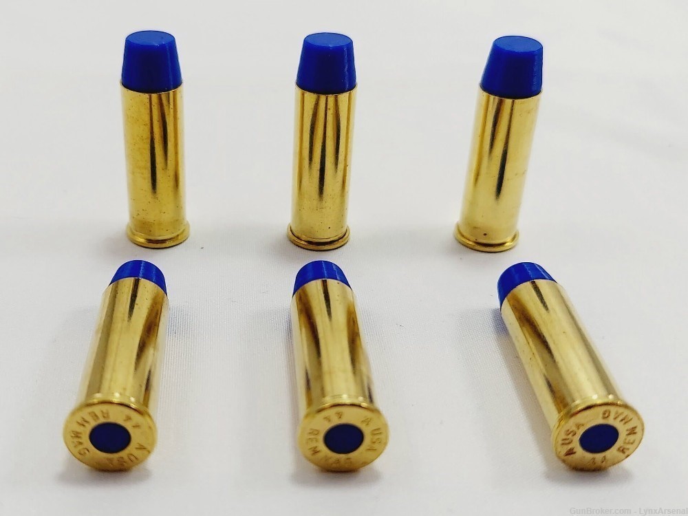 44 Magnum Brass Snap caps / Dummy Training Rounds - Set of 6 - Blue-img-0
