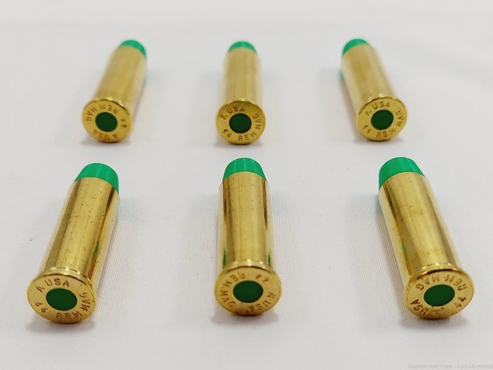 44 Magnum Brass Snap caps / Dummy Training Rounds - Set of 6 - Green-img-3