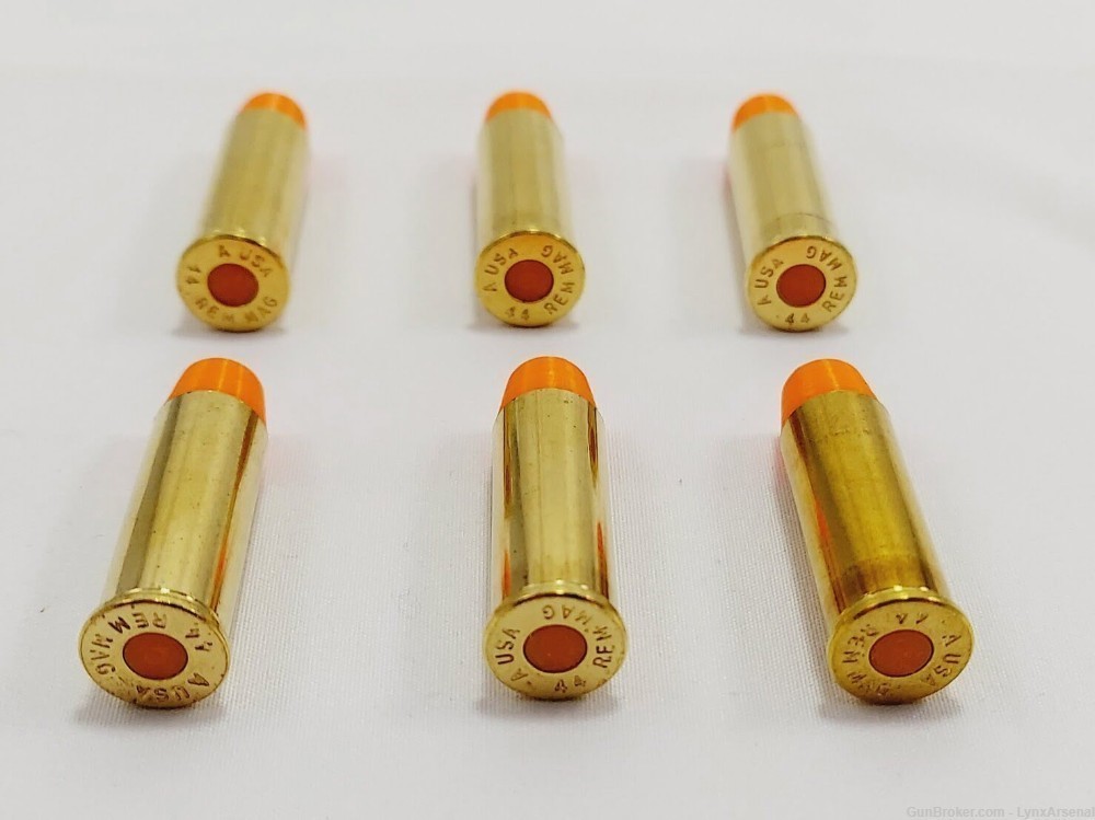 44 Magnum Brass Snap caps / Dummy Training Rounds - Set of 6 - Orange-img-3