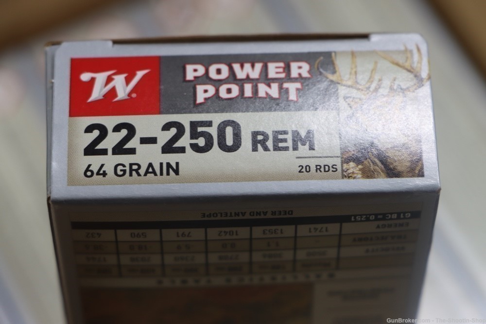 Winchester Power Point 22-250 REM Rifle Ammunition 200RD Ammo Case 64GR NEW-img-3
