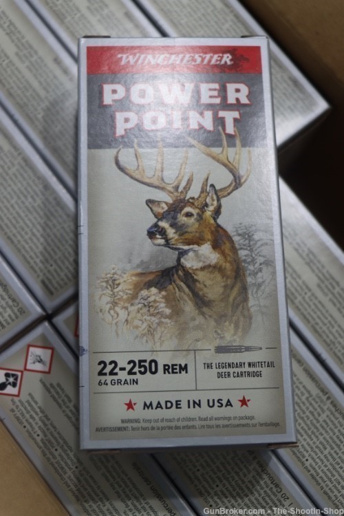 Winchester Power Point 22-250 REM Rifle Ammunition 200RD Ammo Case 64GR NEW-img-1