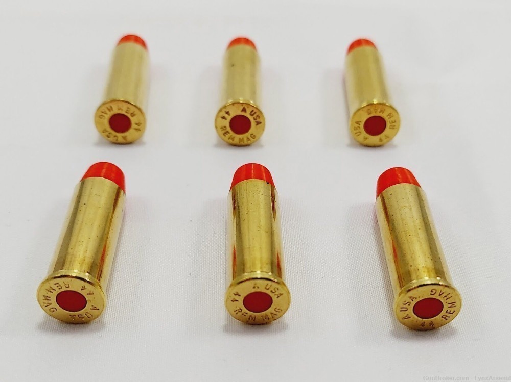 44 Magnum Brass Snap caps / Dummy Training Rounds - Set of 6 - Red-img-3