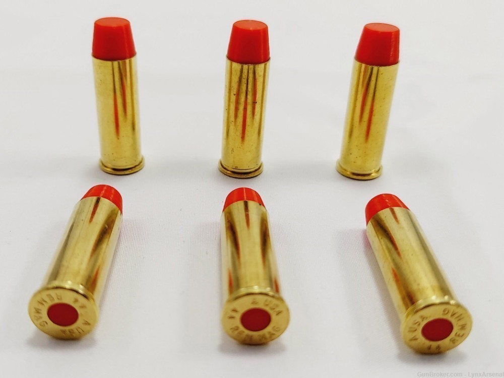 44 Magnum Brass Snap caps / Dummy Training Rounds - Set of 6 - Red-img-0