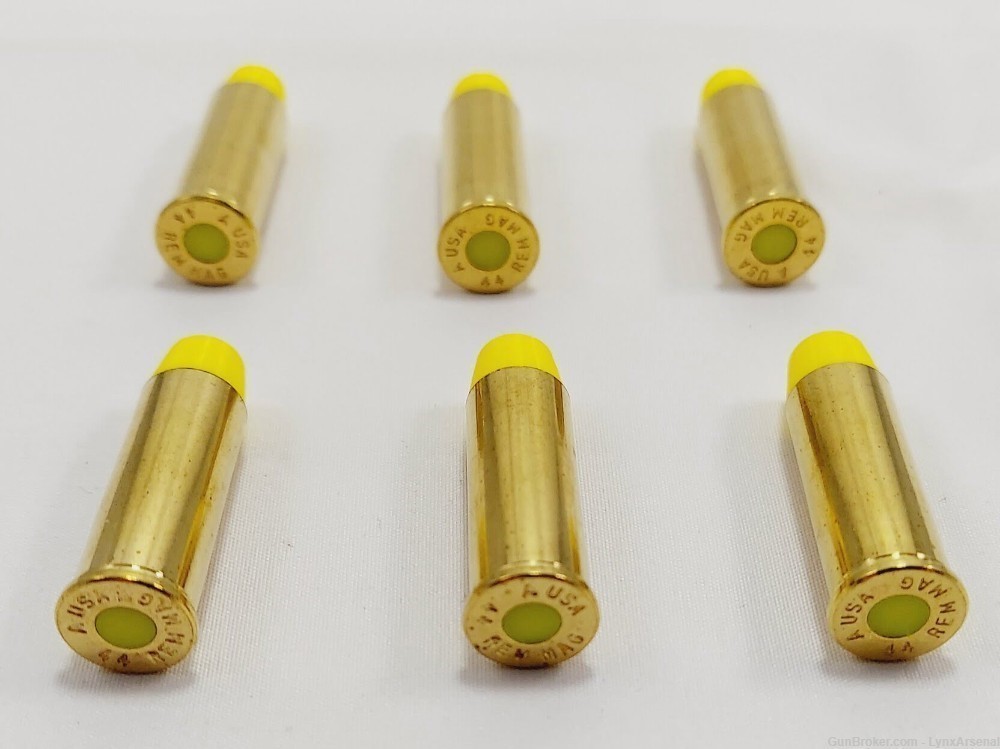 44 Magnum Brass Snap caps / Dummy Training Rounds - Set of 6 - Yellow-img-3