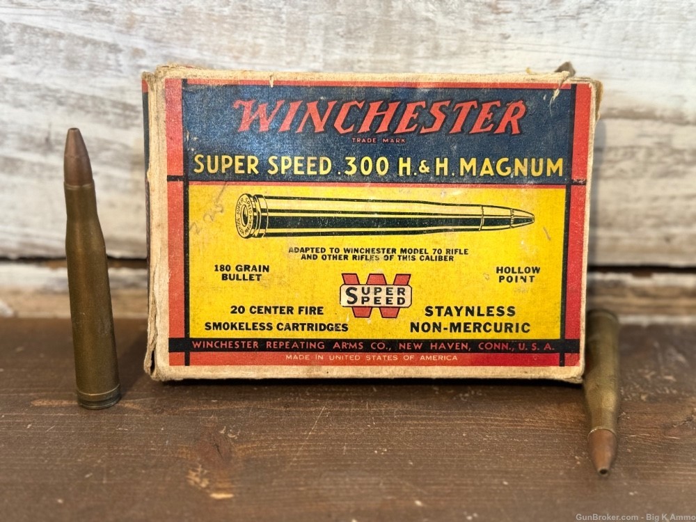 Vintage Winchester Holland & Holland 300 H&H Magnum 180 Gr Hollow Pt 18 Rds-img-0
