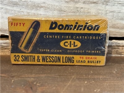 Vintage collectors box Dominion 32 S&W Long 98 grain 50 Rounds no cc fees