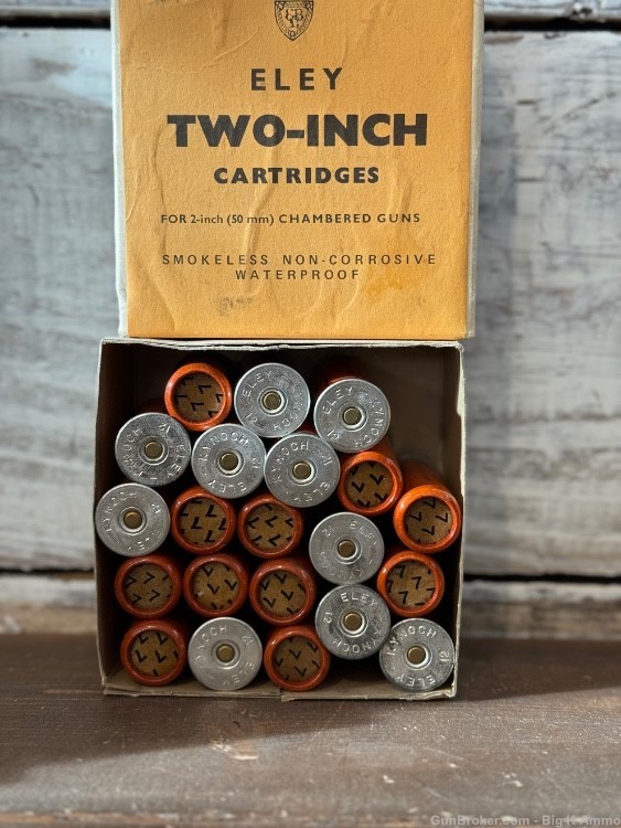 Vintage 2 Piece Box of Eley Two-Inch 12 Gauge Shotgun Shell #7 Shot 2"-img-0