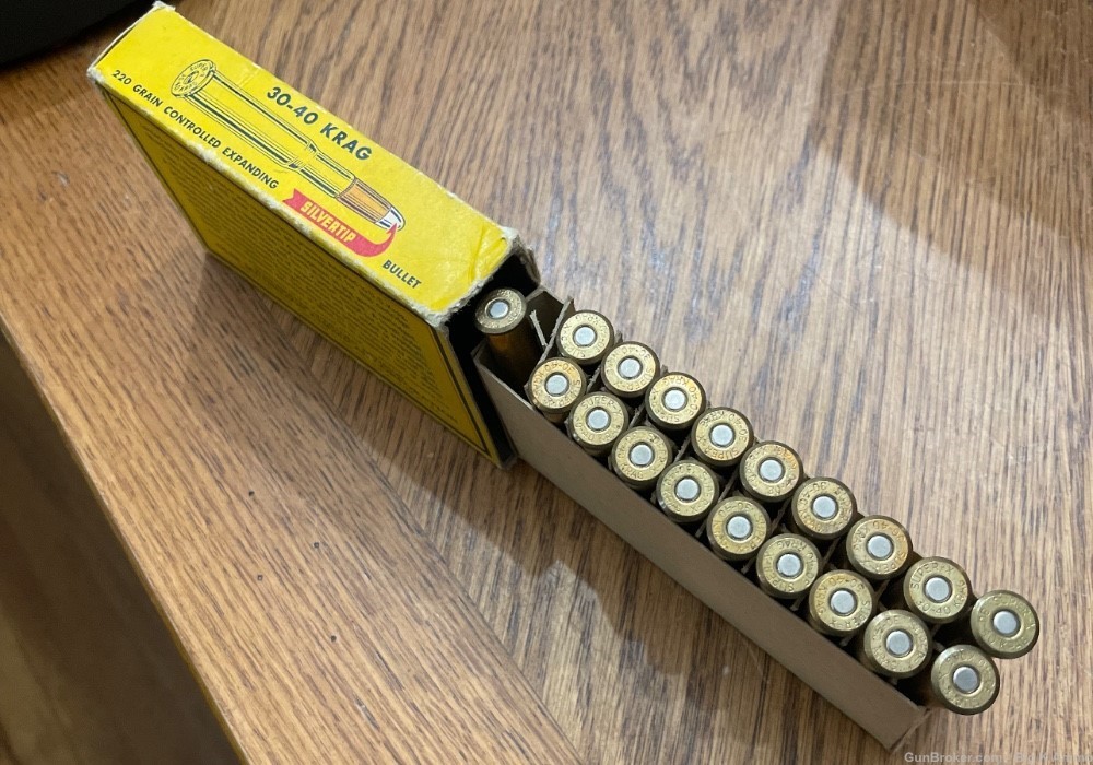 30-40 KRAG SILVERTIP Winchester western vintage collectible box 19 Rounds-img-1