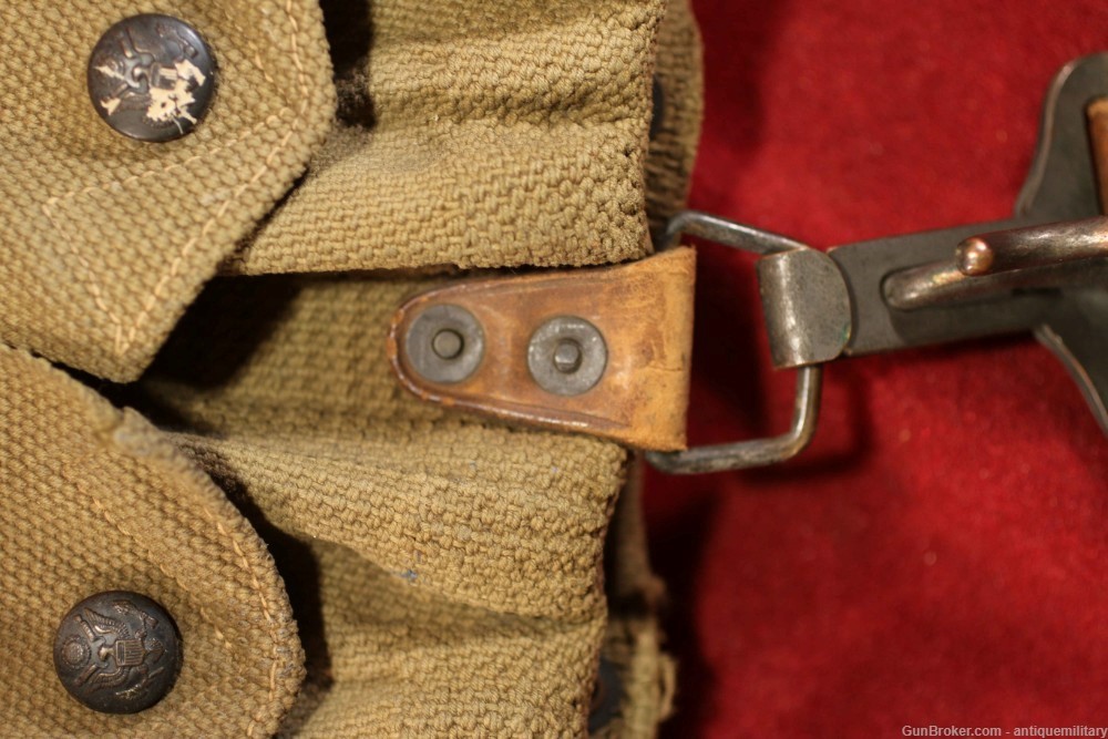 US Pre WW1 M1903 Cavalry Belt - Rare Dual Puckered Pockets - W/Saber Hanger-img-13