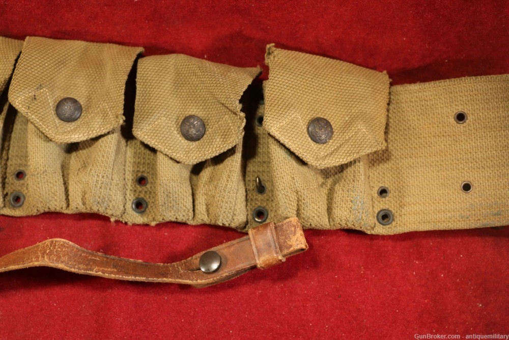 US Pre WW1 M1903 Cavalry Belt - Rare Dual Puckered Pockets - W/Saber Hanger-img-4