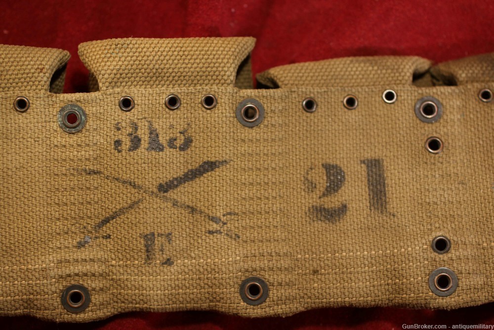 US Pre WW1 M1903 Cavalry Belt - Rare Dual Puckered Pockets - W/Saber Hanger-img-7