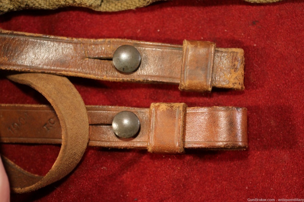 US Pre WW1 M1903 Cavalry Belt - Rare Dual Puckered Pockets - W/Saber Hanger-img-6