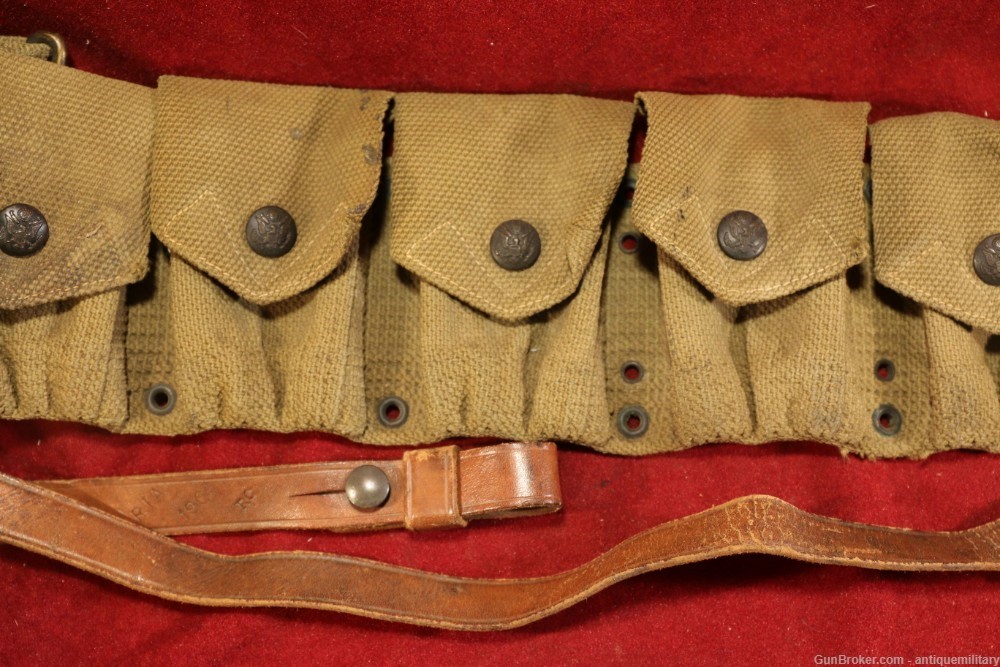 US Pre WW1 M1903 Cavalry Belt - Rare Dual Puckered Pockets - W/Saber Hanger-img-3
