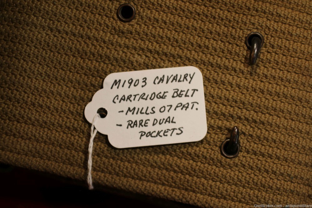 US Pre WW1 M1903 Cavalry Belt - Rare Dual Puckered Pockets - W/Saber Hanger-img-15