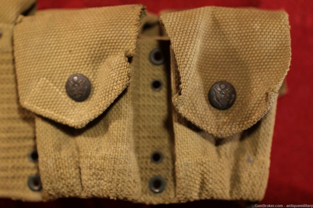 US Pre WW1 M1903 Cavalry Belt - Rare Dual Puckered Pockets - W/Saber Hanger-img-9