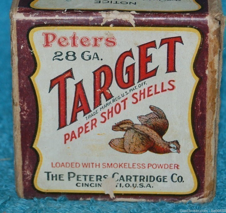 Extremely Rare Vintage Full 2 Pc Box Peters Target Quail in Flight 28 Gauge-img-0
