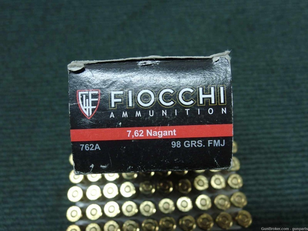 FIOCCHI 7.62 NAGANT AMMO - 50 ROUND BOX - 98GR FMJ-img-2