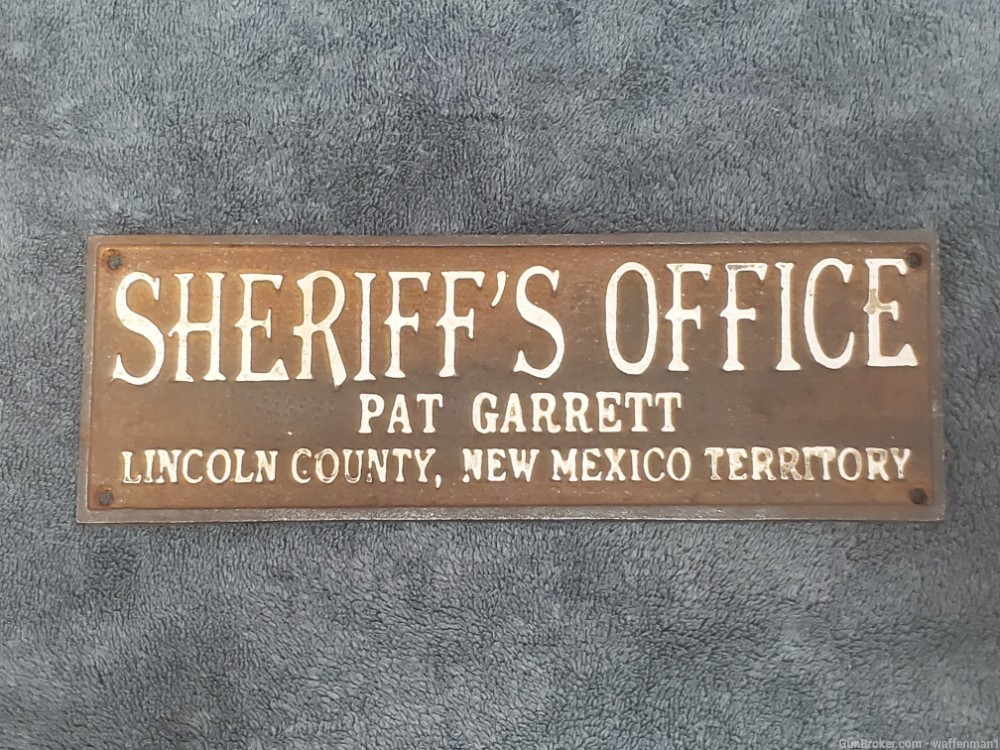 Old West Style 1880's Pat Garrett Sheriff's Office Cast Iron Plaque-img-0
