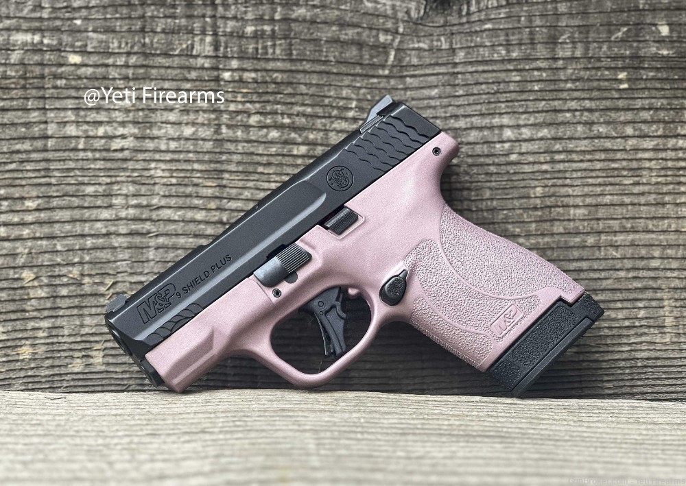 Smith & Wesson Shield Plus 9mm Champagne Pink Cerakote 13248 No CC Fee S&W -img-2