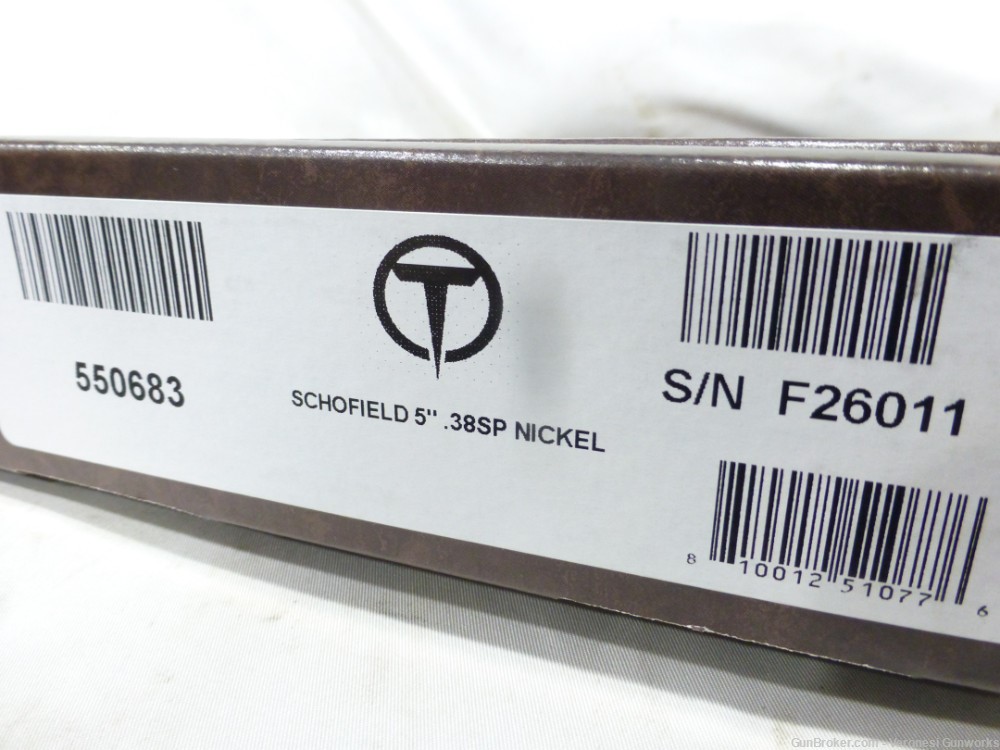 NIB Taylor's Schofield 38 spl 5" Nickel Finish Wood Grips 550683-img-10