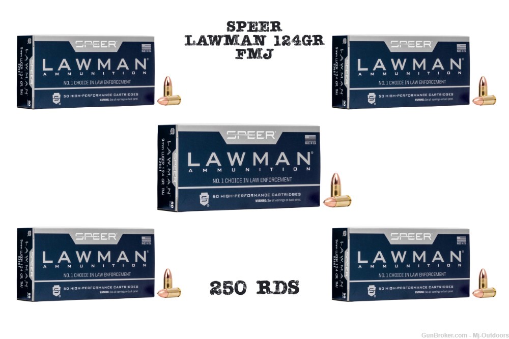 Speer Lawman Handgun Ammunition 9mm Luger 124 gr TMJ 1090 fps 250rds-img-0