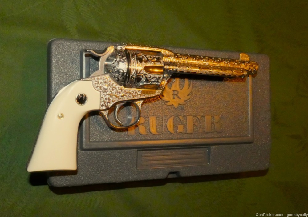 Fully Engraved Ruger New Vaquero Bisley Stainless .45 Long Colt-img-2