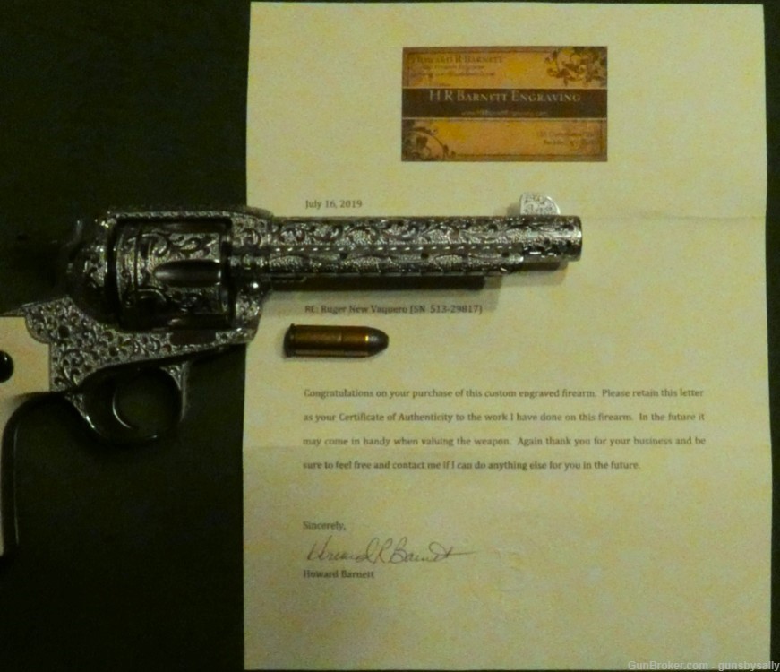 Fully Engraved Ruger New Vaquero Bisley Stainless .45 Long Colt-img-7