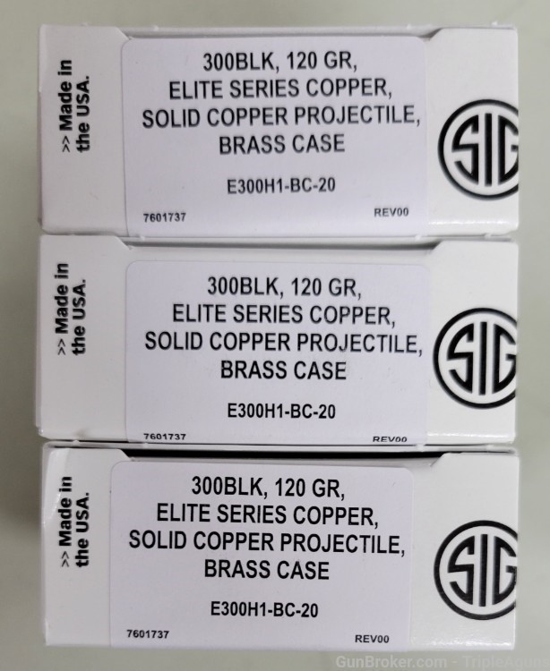 Sig Sauer 300 blackout 120gr solid copper lead free lot of 60rds-img-0