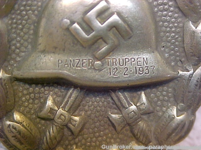 German 1937 Condor Legion Panzer Gold Wound Badge, Portugal made & Halmrked-img-2