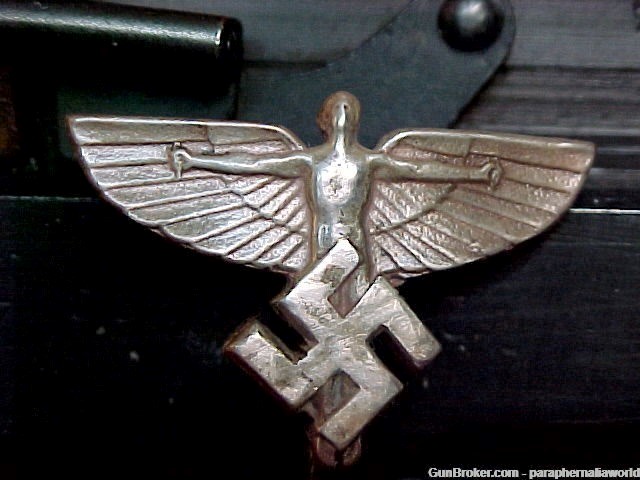 German Very Rare Pre WWII DLV Flying Man Lapel Pin GES GESCH & .750 Silver-img-2