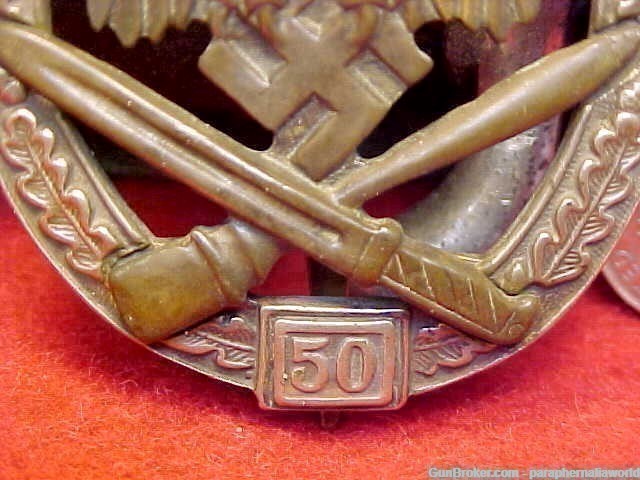 German WWII 50 Infantry Assmann Badge ,21.8.44, Ostland Kobrin, 800 Silber-img-2