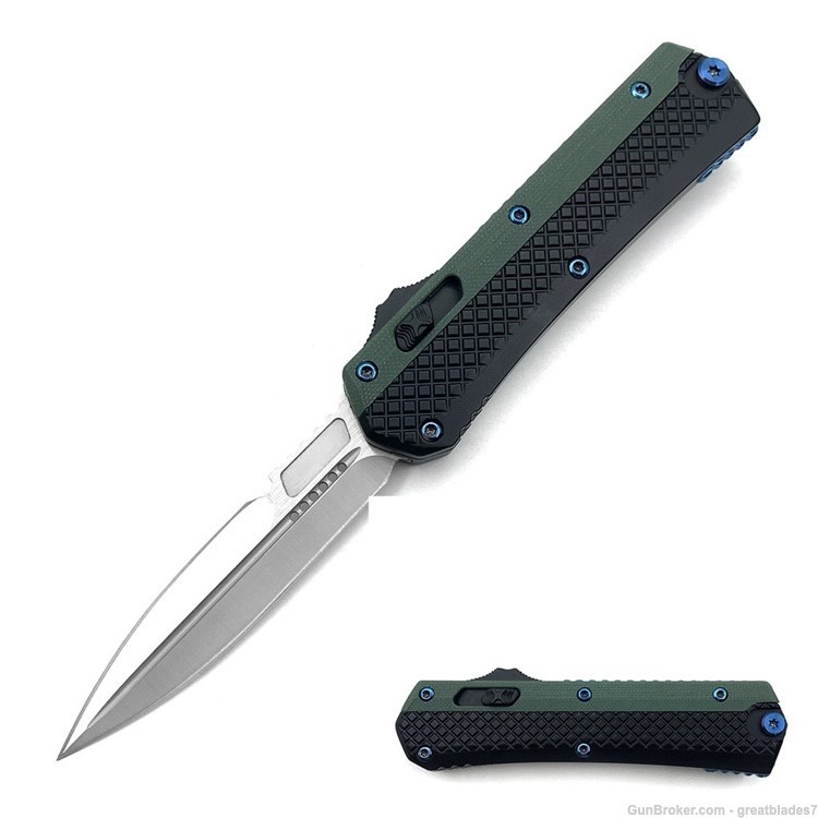 Double Edge Black & Light Green 2 Tone Handle OTF Knife FREE SHIPPING!!!-img-0
