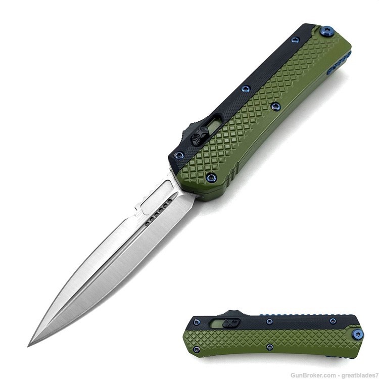 Double Edge Black & Green 2 Tone Handle OTF Knife FREE SHIPPING!!-img-0