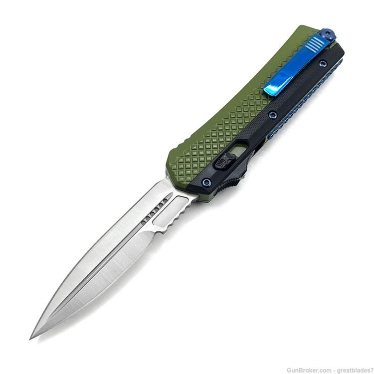 Double Edge Black & Green 2 Tone Handle OTF Knife FREE SHIPPING!!-img-1